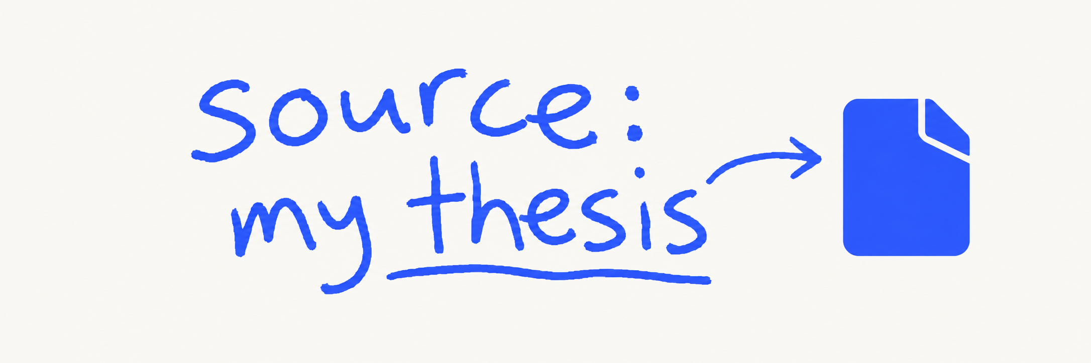 source: my thesis, handwritten in blue with an arrow pointing to a paper logo